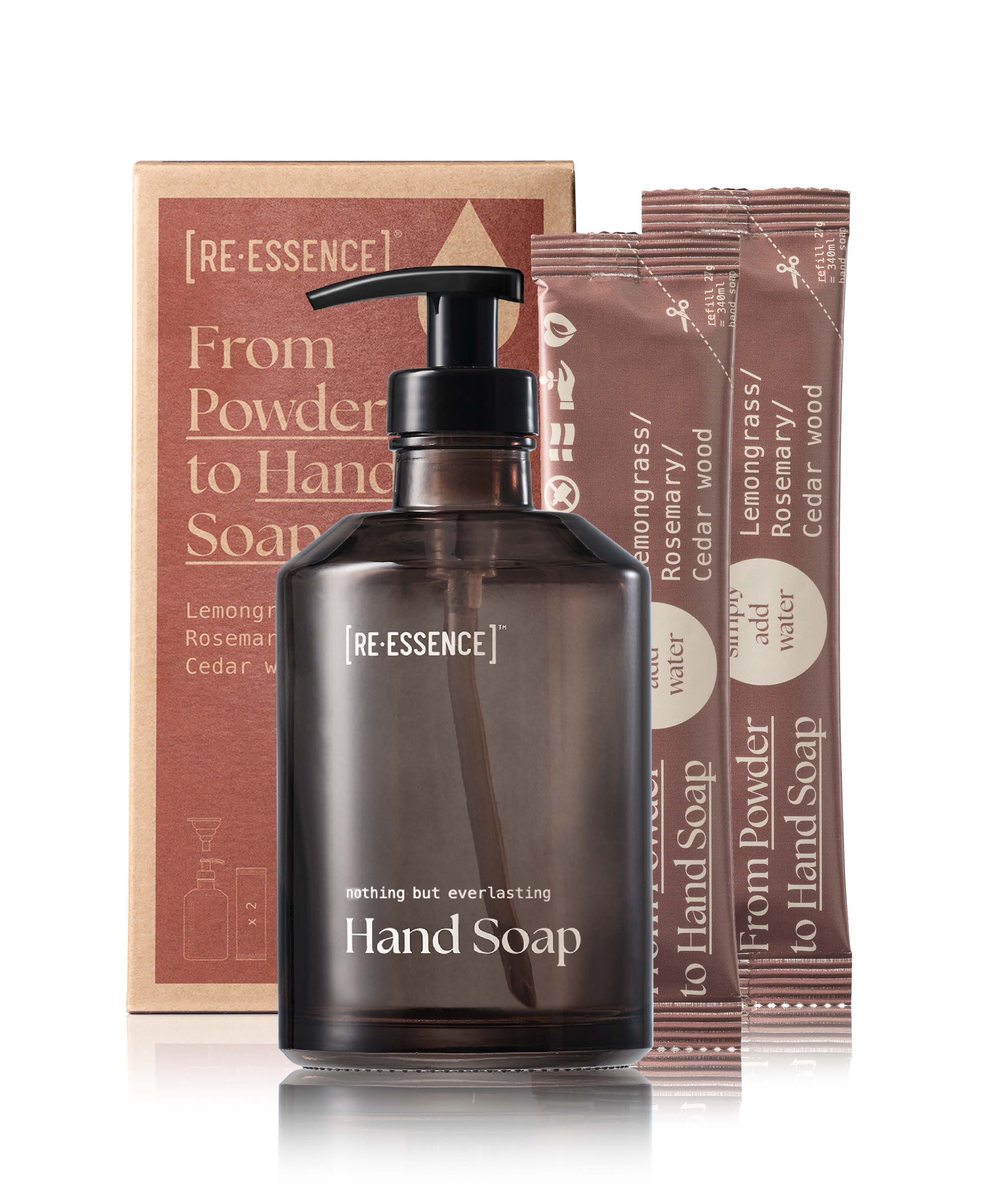 H&aring;nds&aelig;be - Glasdispenser + 2 Refills (Citrongr&aelig;s/Rosmarin/Cedertr&aelig;)