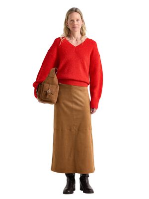 Midi skirt in soft imitation suede