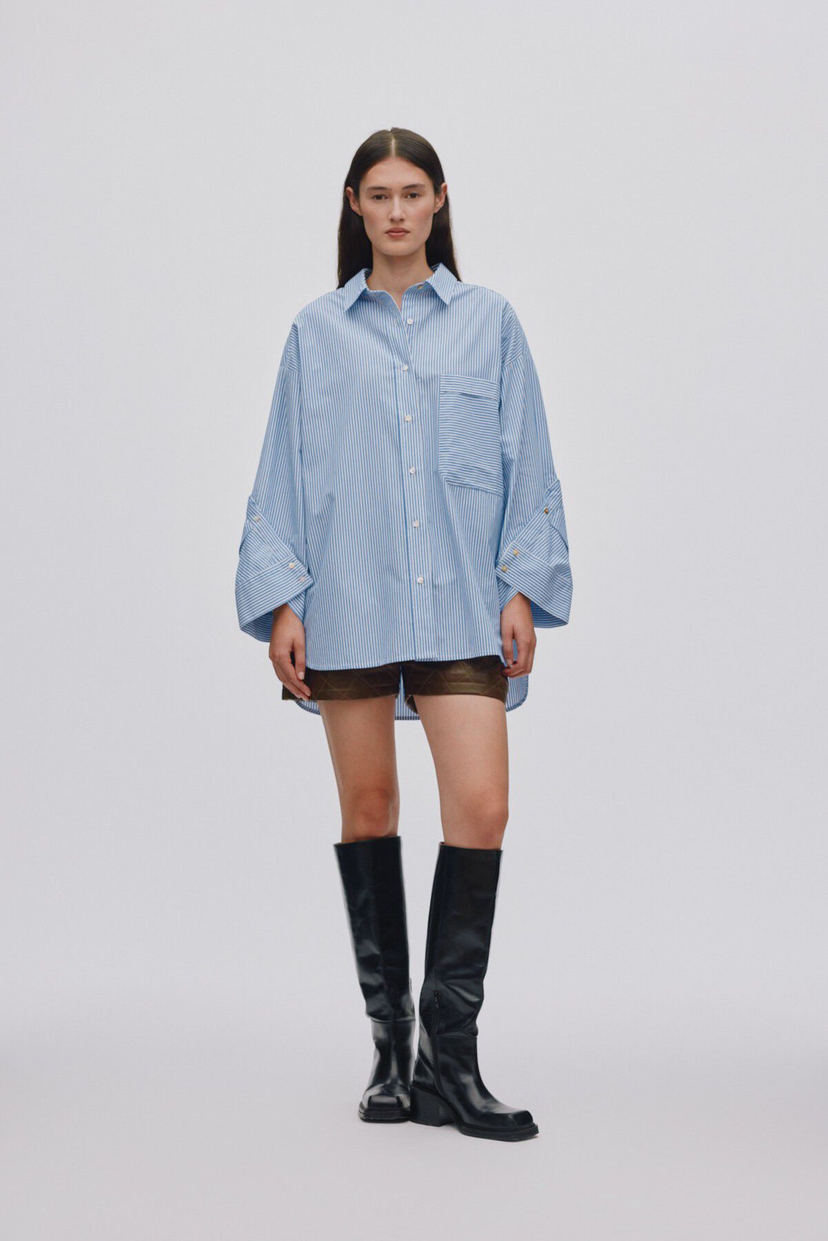 Quilt stripe oversize shirt - Bobbi