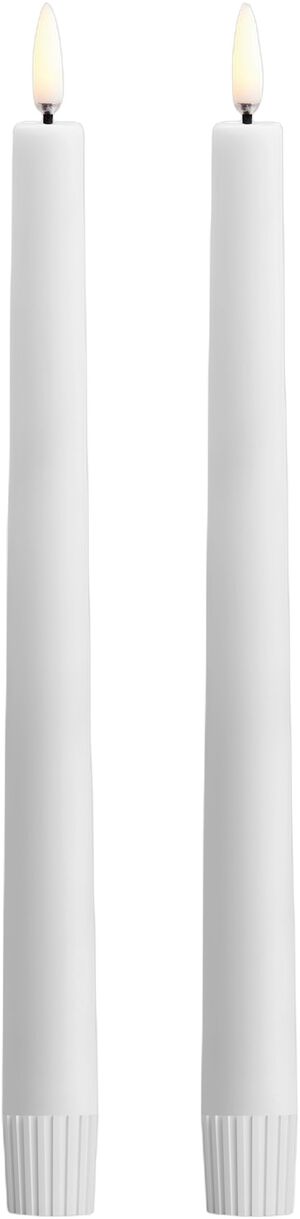 LED taper candle, Nordic white, Smooth, 2-pack, 2,3x25 cm