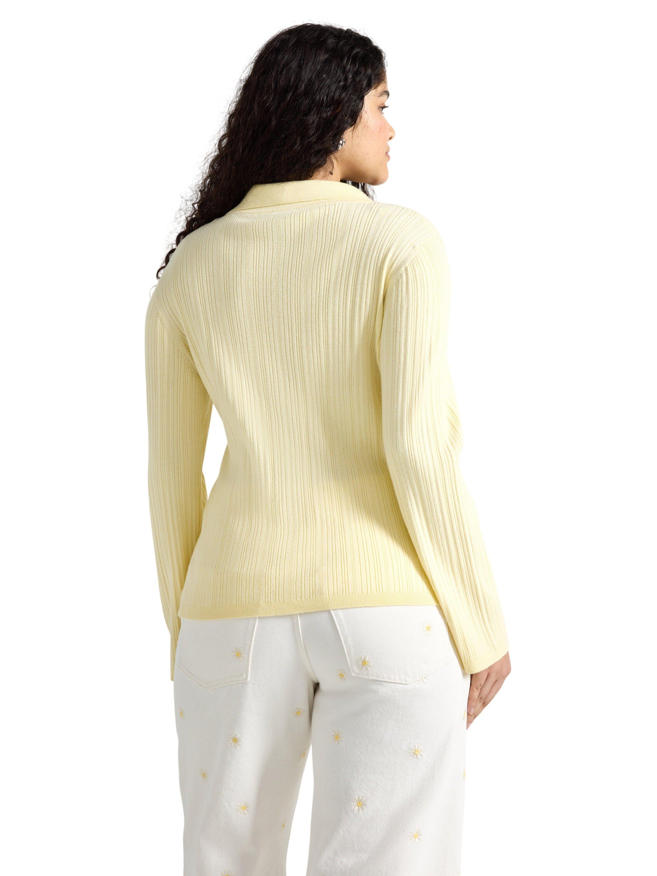 Tynn, ribbestrikket cardigan med v-