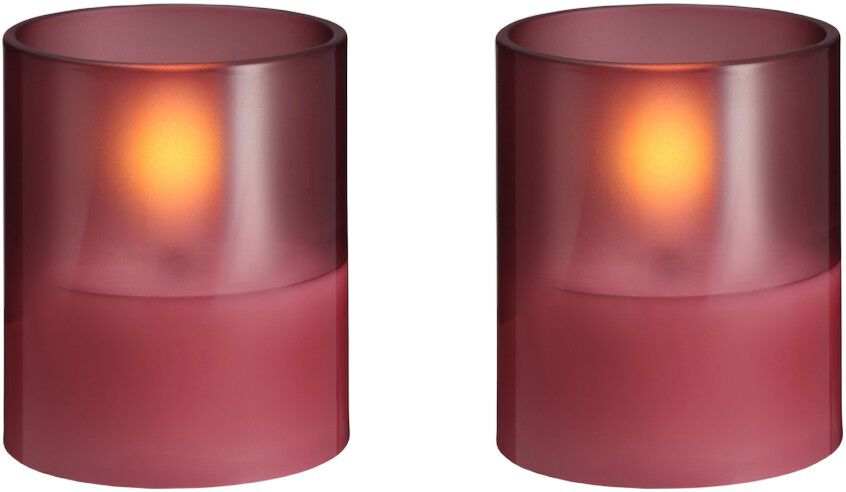 Moods & More - LED glass candle, Hurricane, Vintage rose, 2-pack, 47x5
