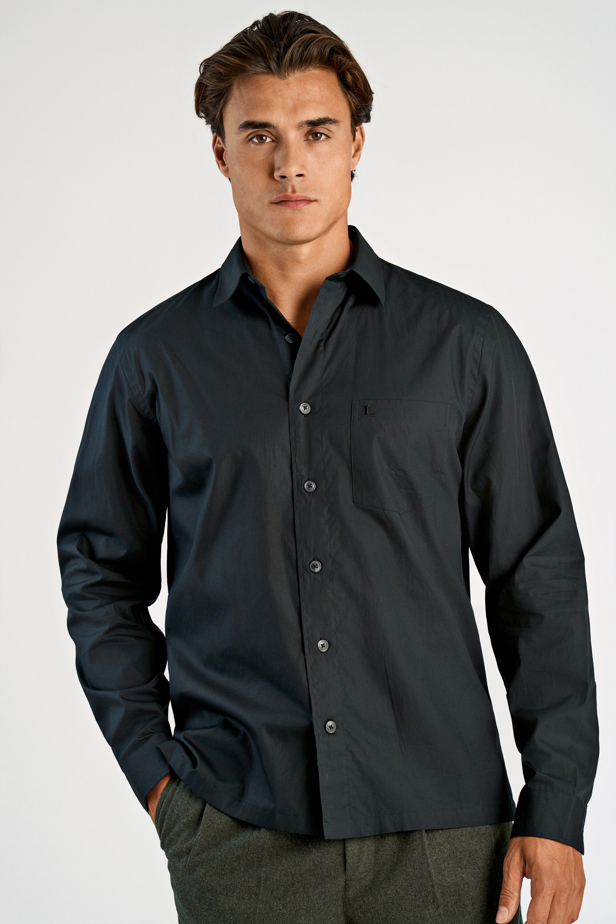 Straight hemline shirt L/S