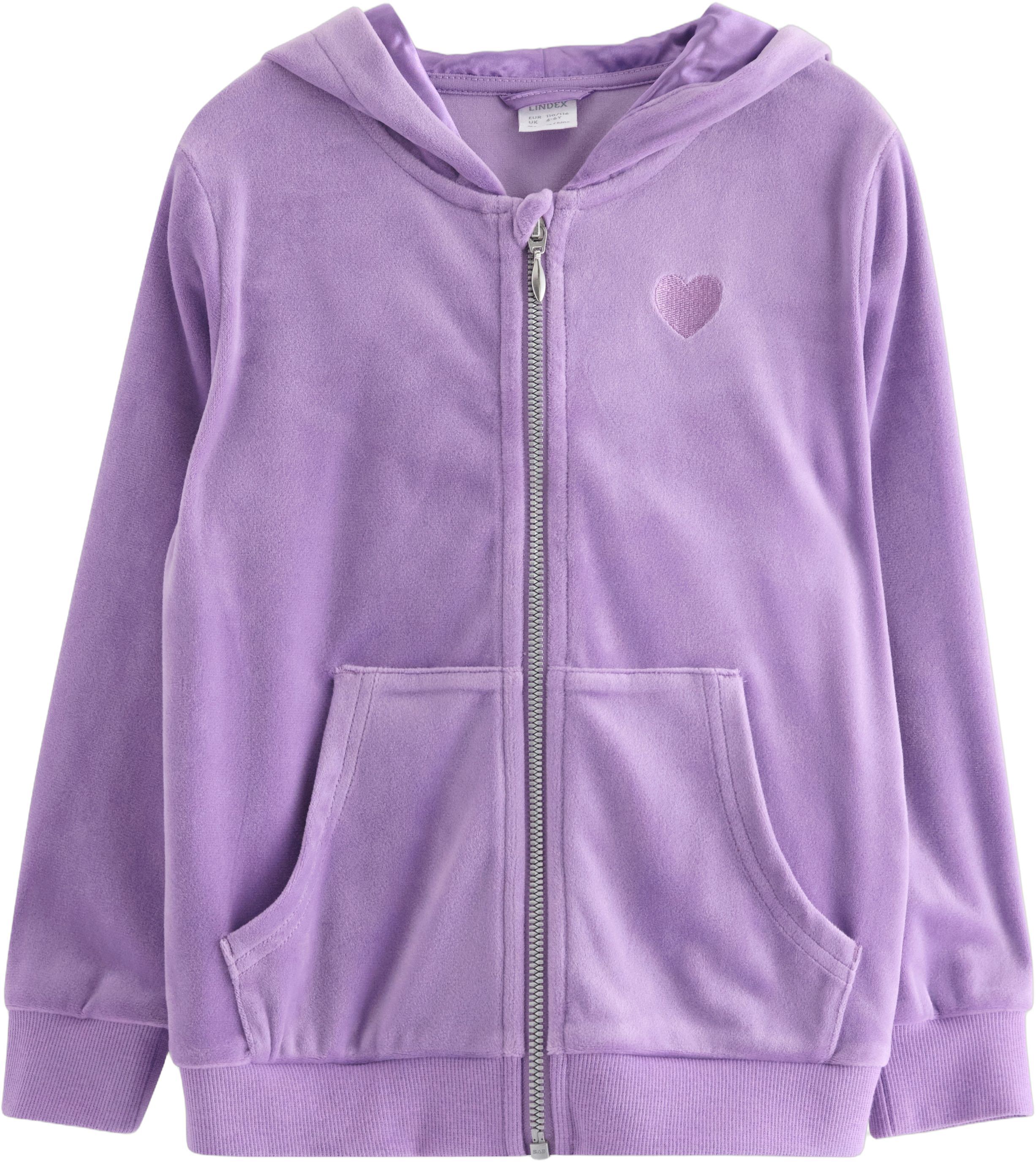 Hoodie i mjuk velour med avslappnad