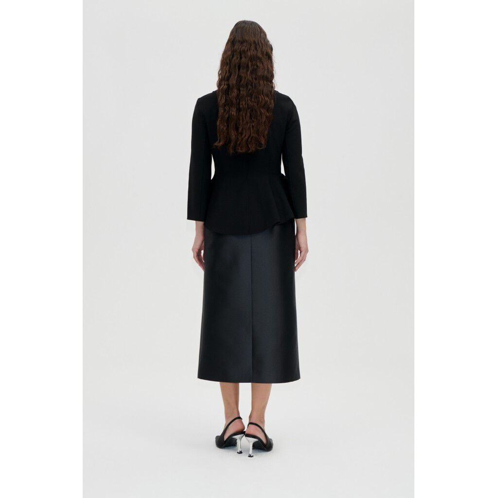 2525 Double-Layer Crepe, Flared Button-Up Top