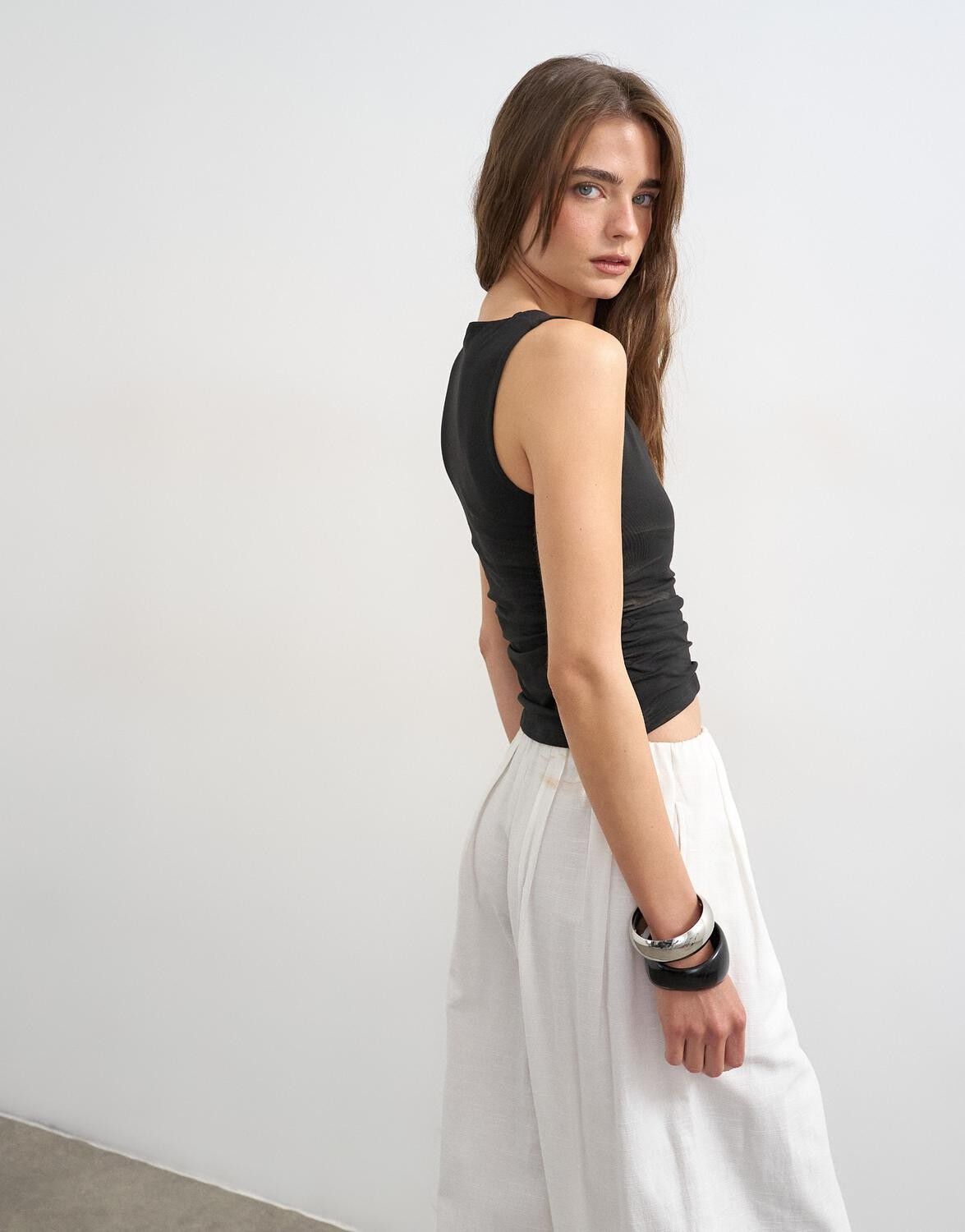 Tsmy Sl V-Neck Ruched Side Tank Vest Jrs