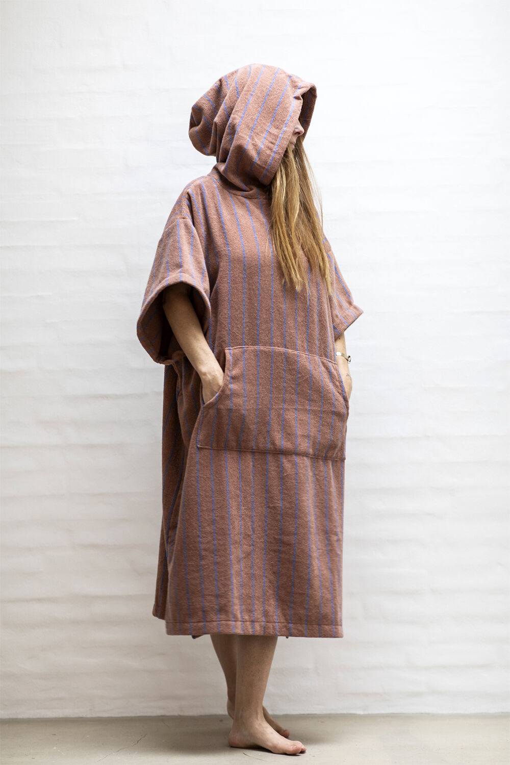 Naram Poncho - camel & ultramarine