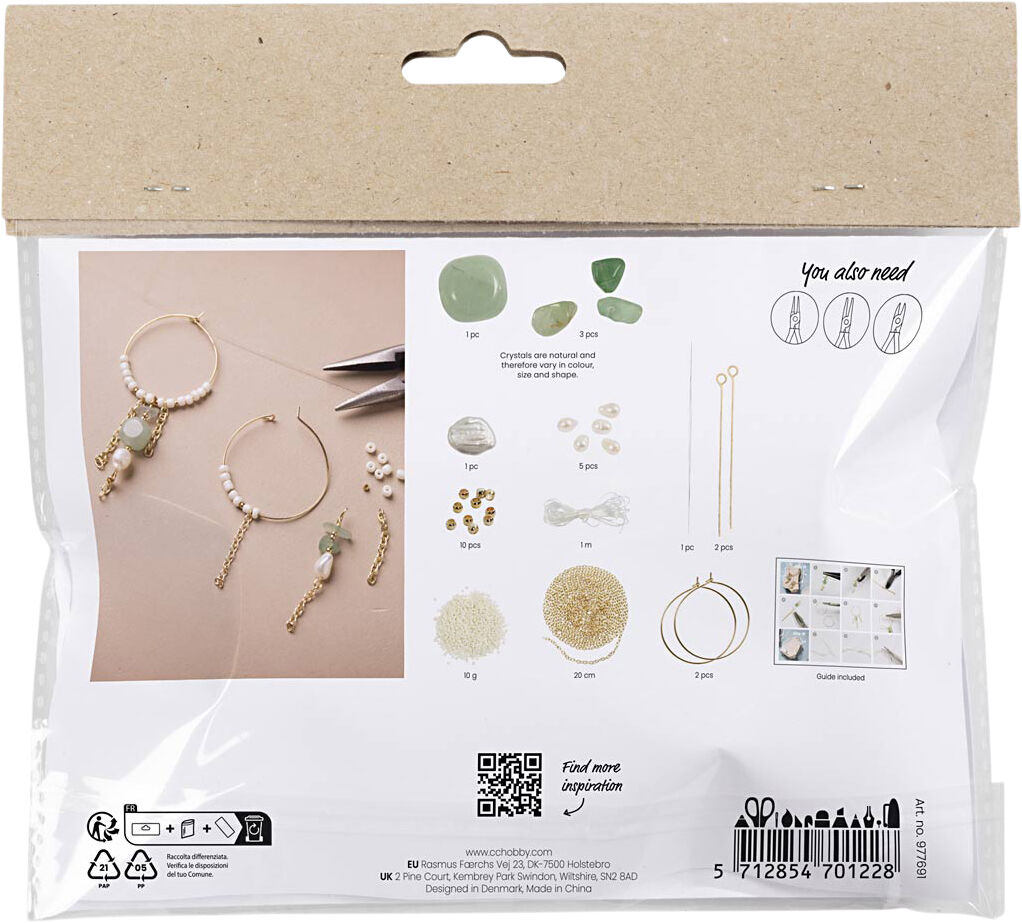 Mini DIY Kit Smykker, Aventurinmix armb&aring;nd og &oslash;reringe