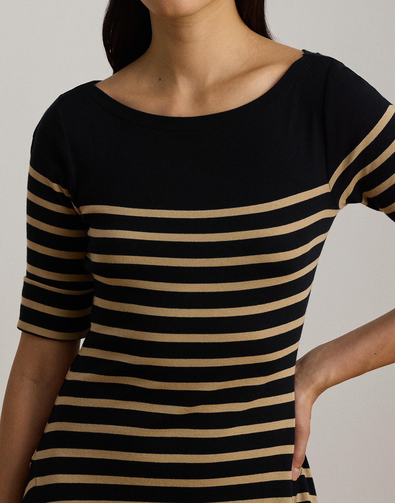Breton-Stripe Cotton Ribbed Midi Dress