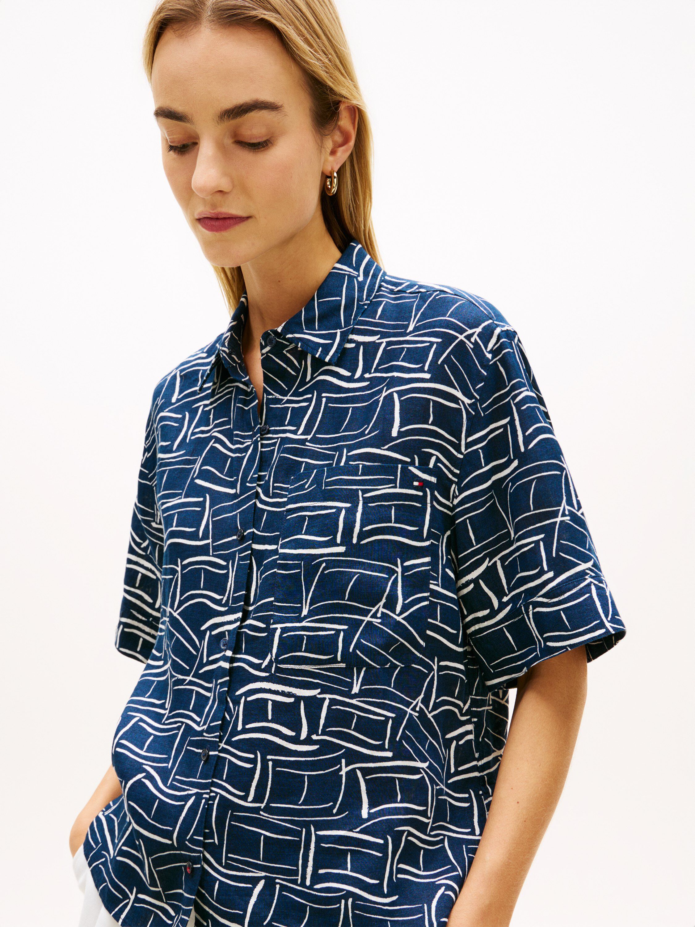 Relaxed Fit Pure Linen Short Sleeve Shirt