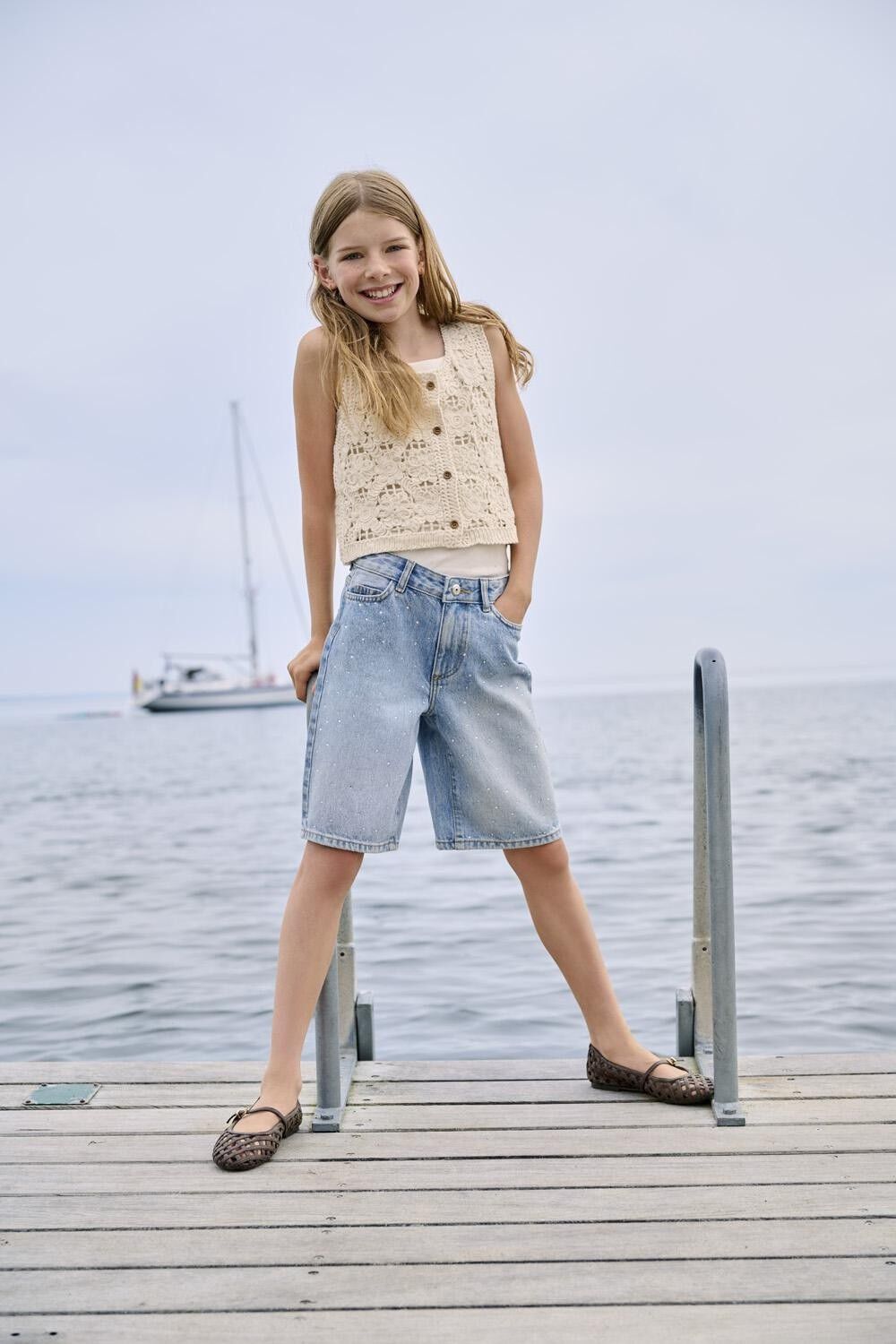 Kogsonny Hw Wide Rhinst Dnm Shorts Azg