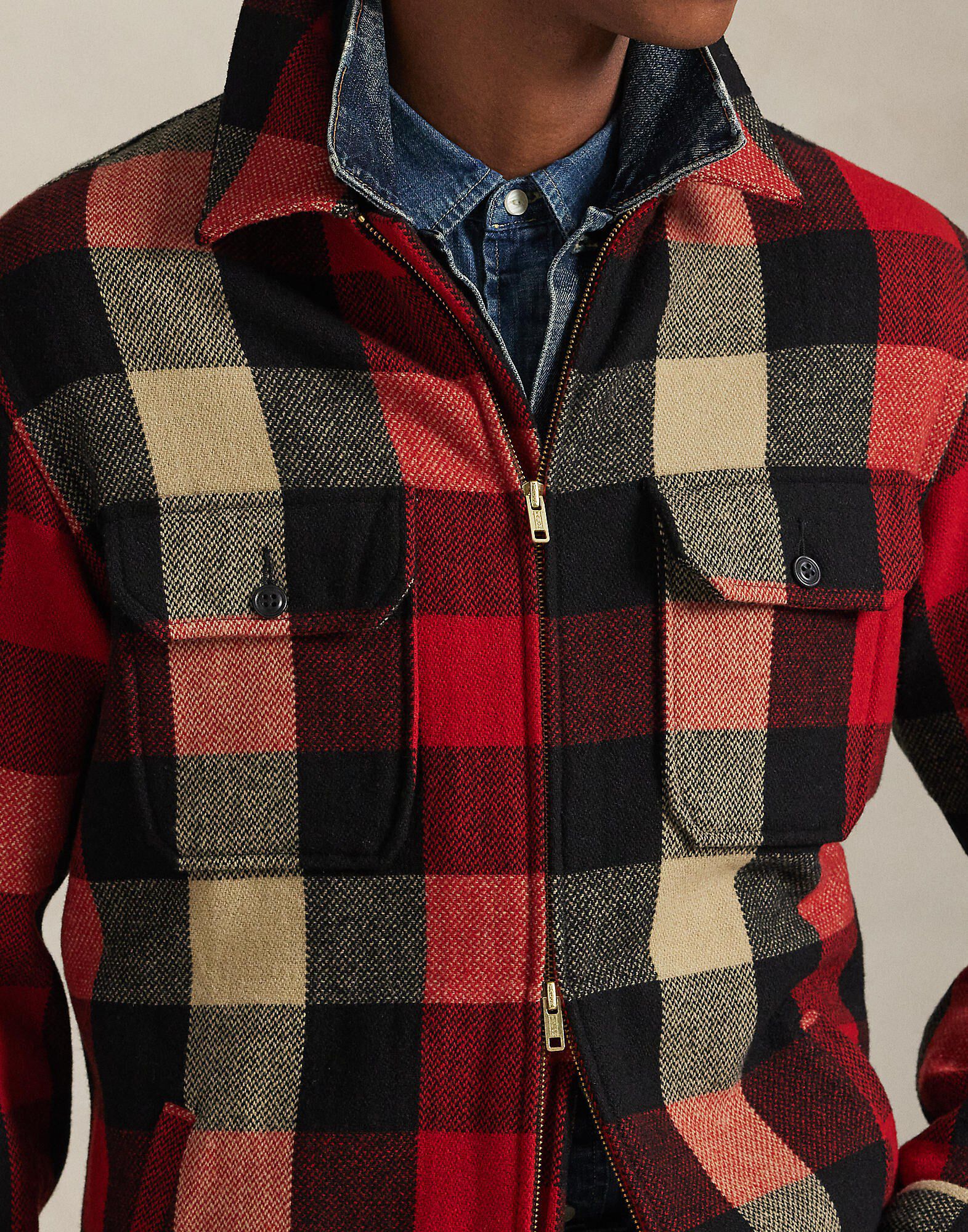 Classic Fit Plaid Wool-Blend Overshirt