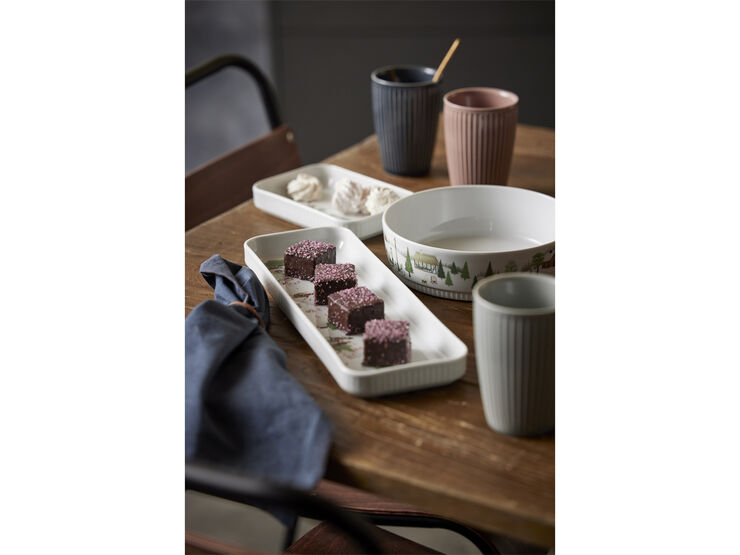 "Fat rektangulärt Vinter 18 x 12 cm Vit Ugnsfast porslin"