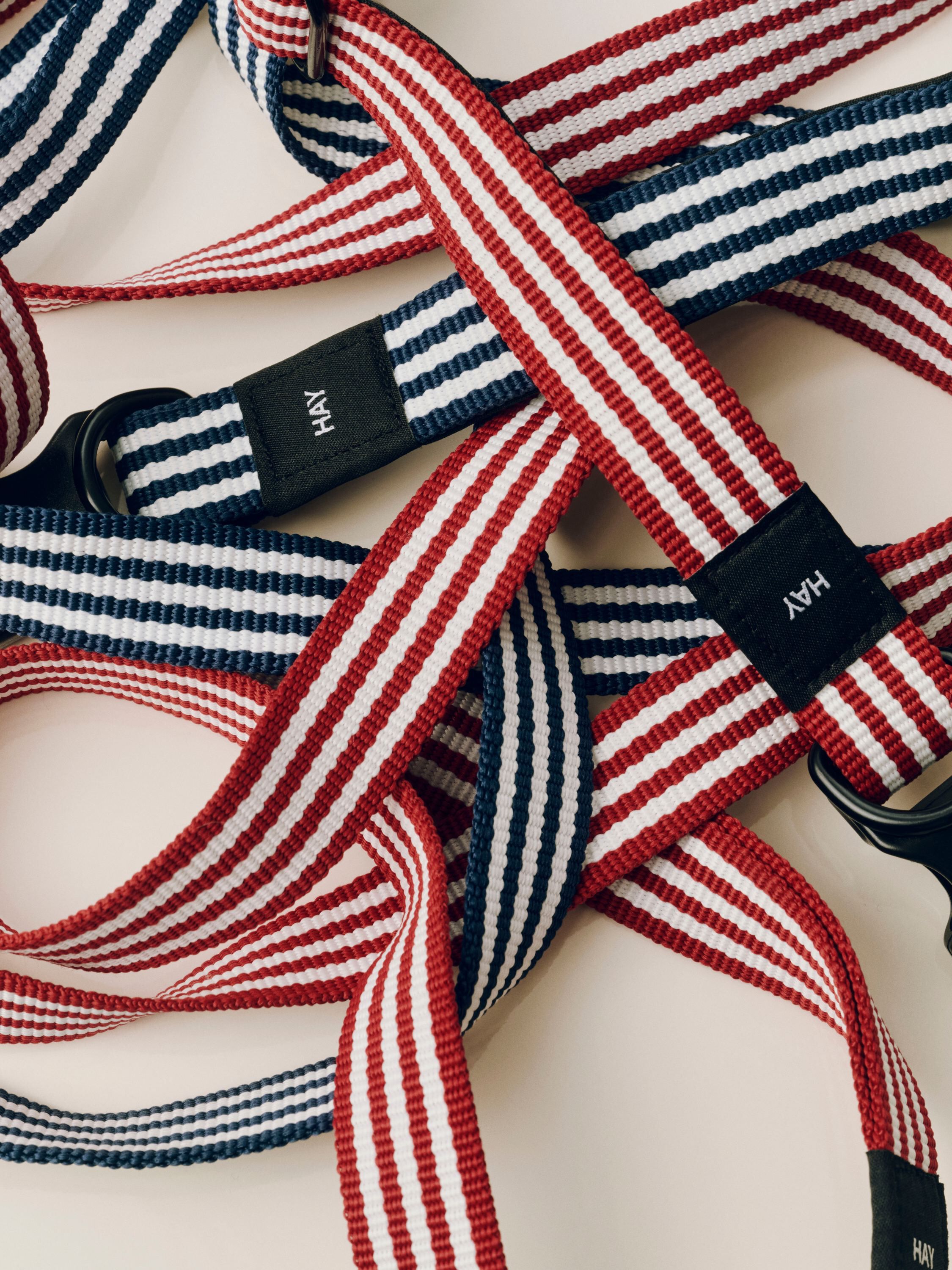 HAY Dogs Leash-Flat M/L-Red and whi