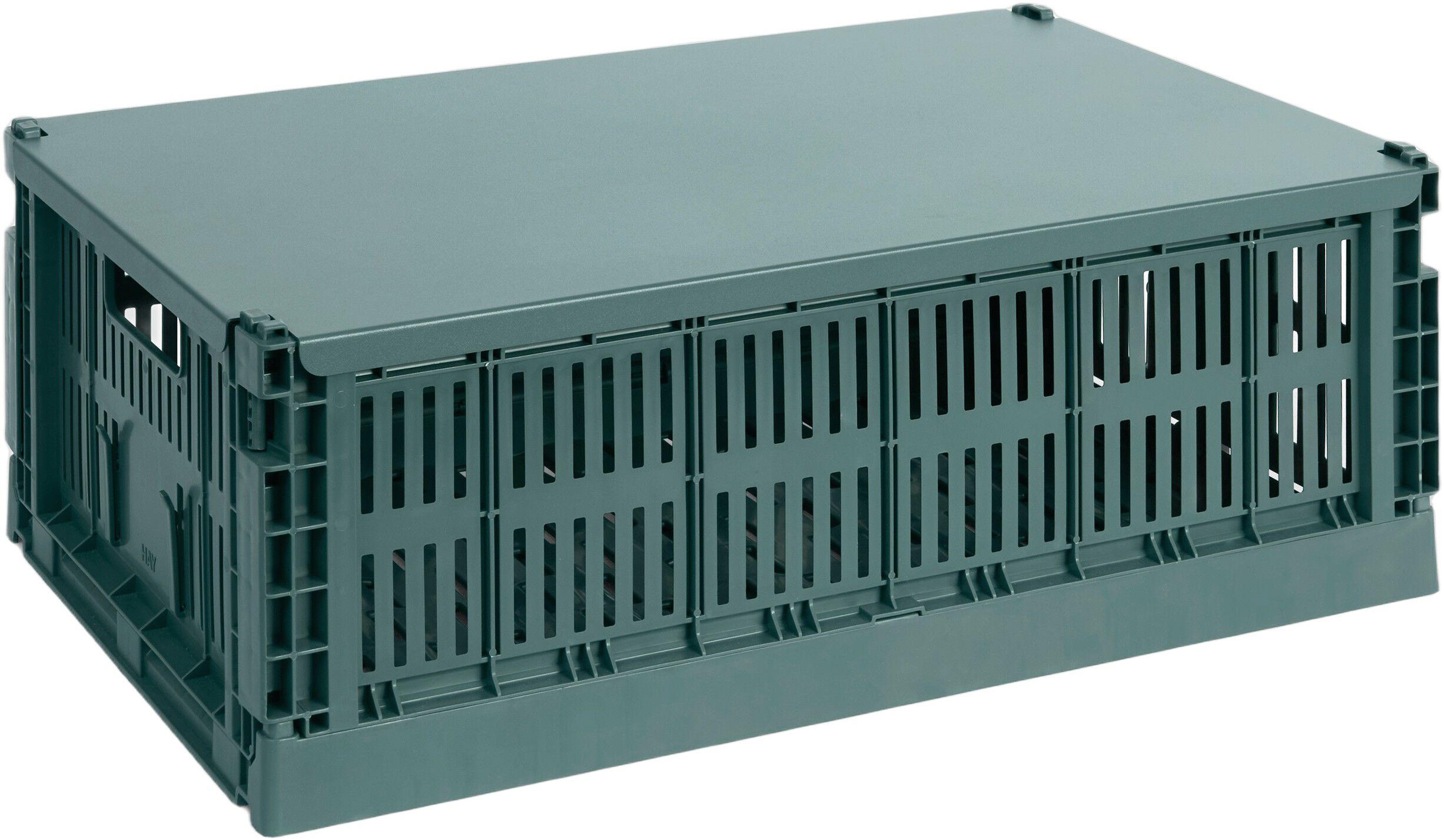 HAY Colour Crate Lid Metal-Large-Dark green