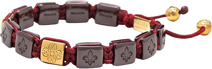 Ceramic Flatbead Bracelet in Dark Red and Gold