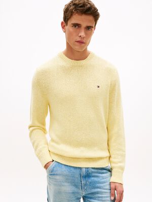 Two-Tone Boucl&eacute; Relaxed Crew Neck Jumper