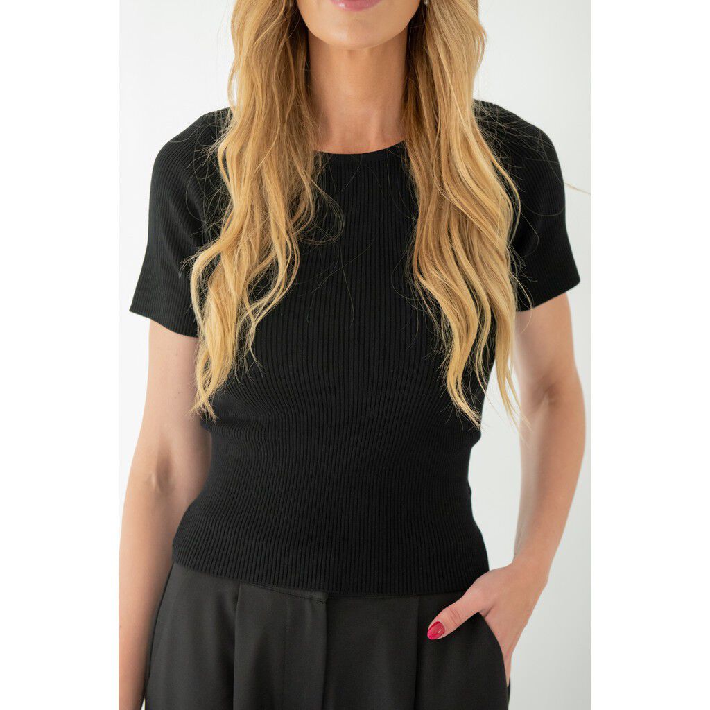 Rib Knit Short Sleeve Top