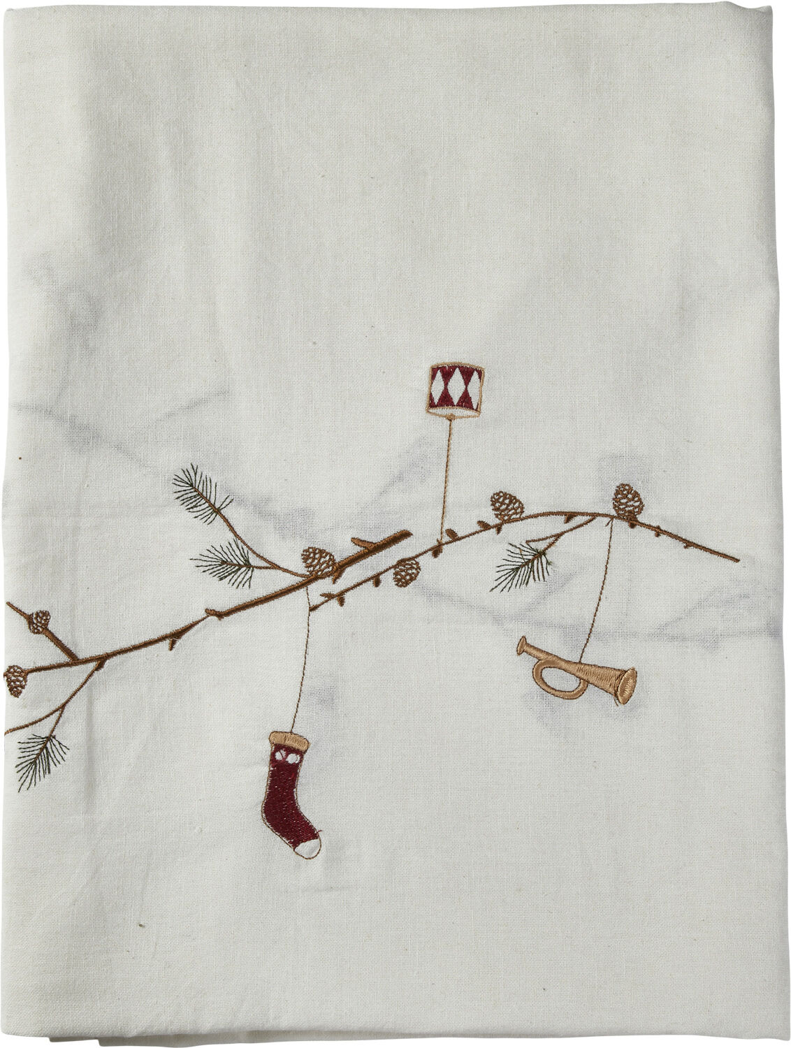 Dug m/broderi 140x240cm bomuld/h&oslash;r