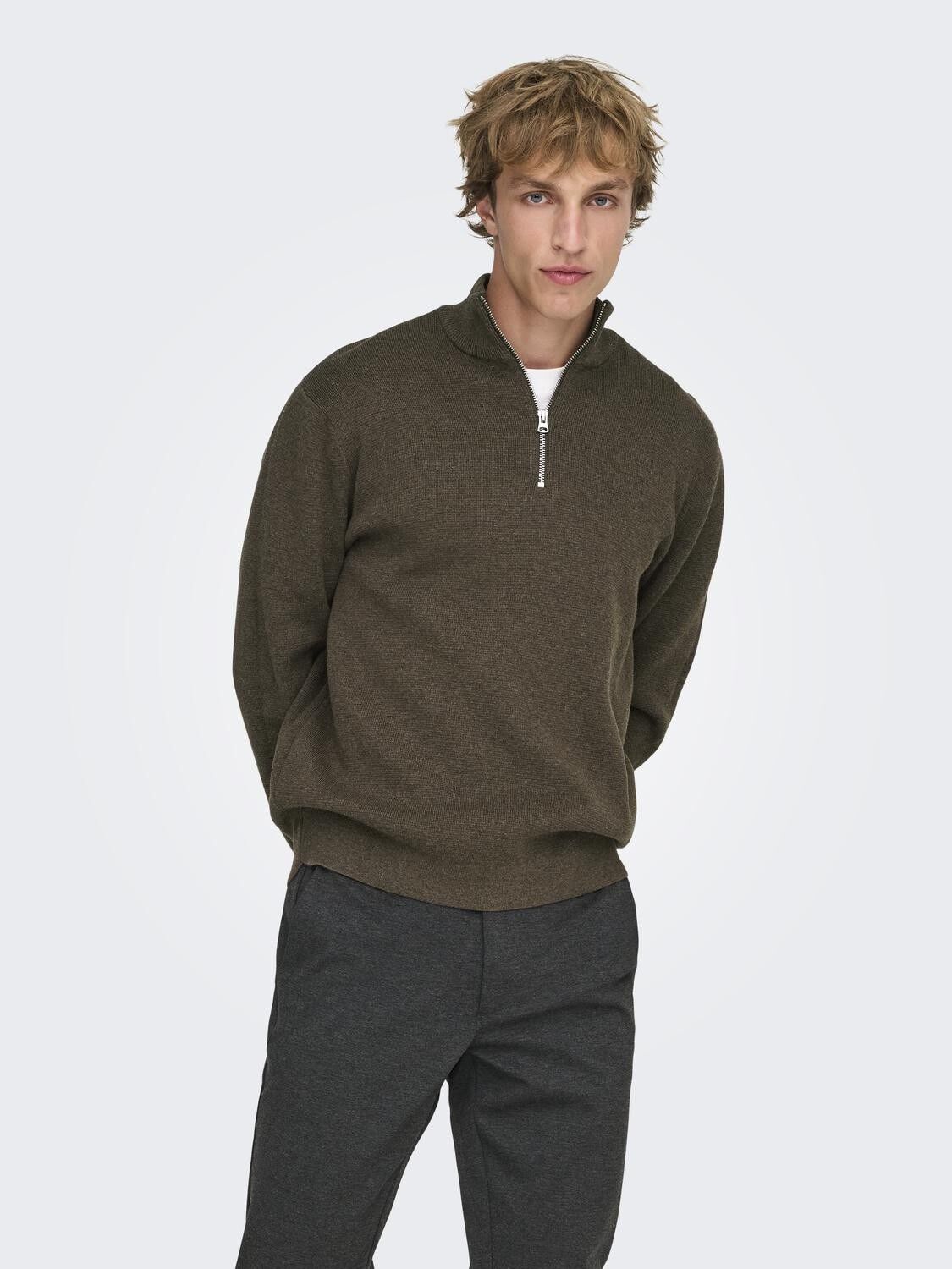ONSTING LIFE REG HALF ZIP KNIT NOOS