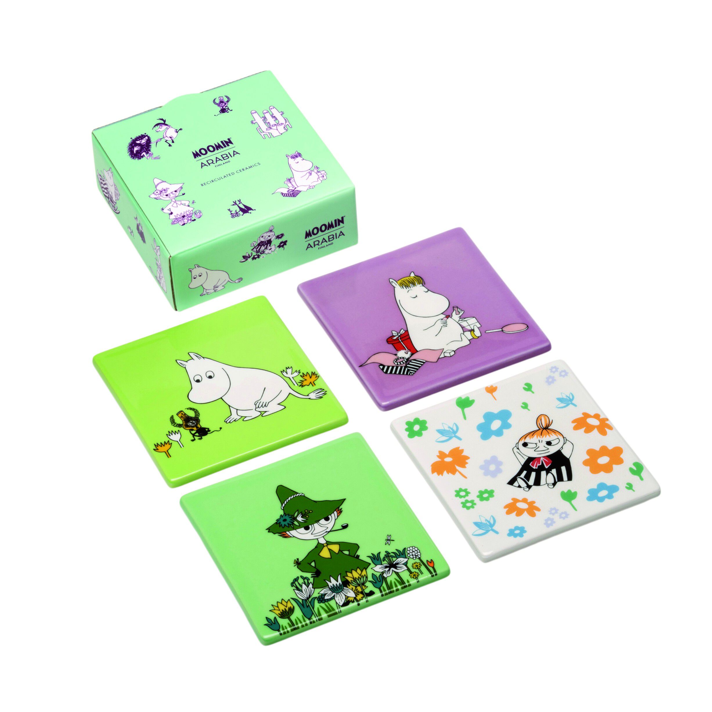 Moomin Arabia bordsk&aring;nere s&aelig;t 4stk Klassikere Genanvendt Interi&oslash;r