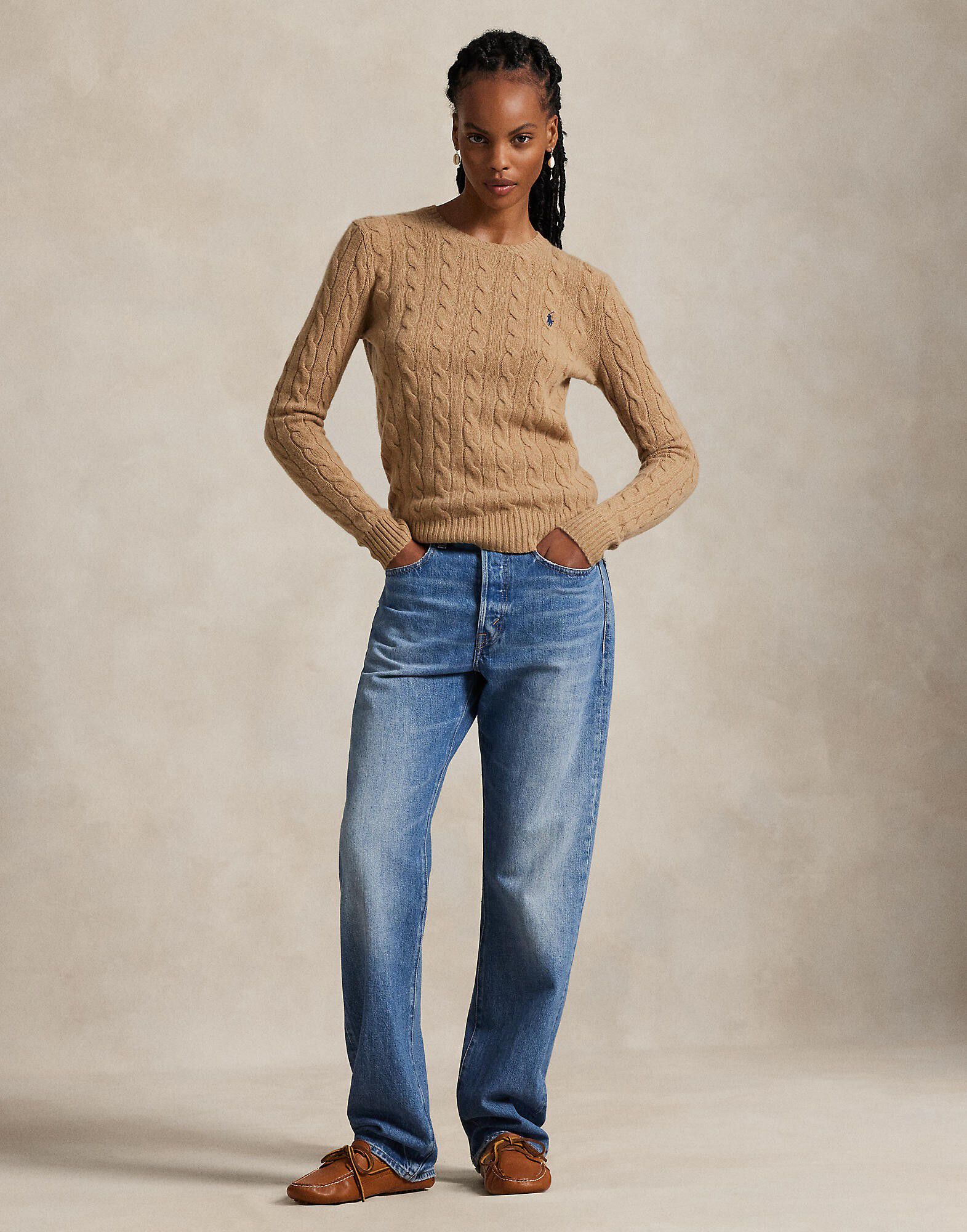 Cable Wool-Cashmere Crewneck Sweater