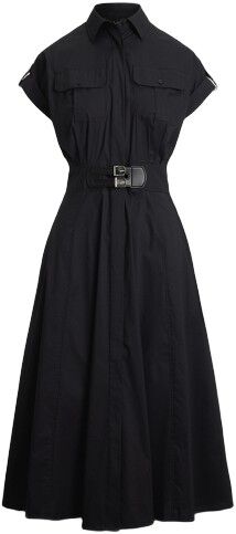 Buckle-Trim Cotton-Blend Shirtdress