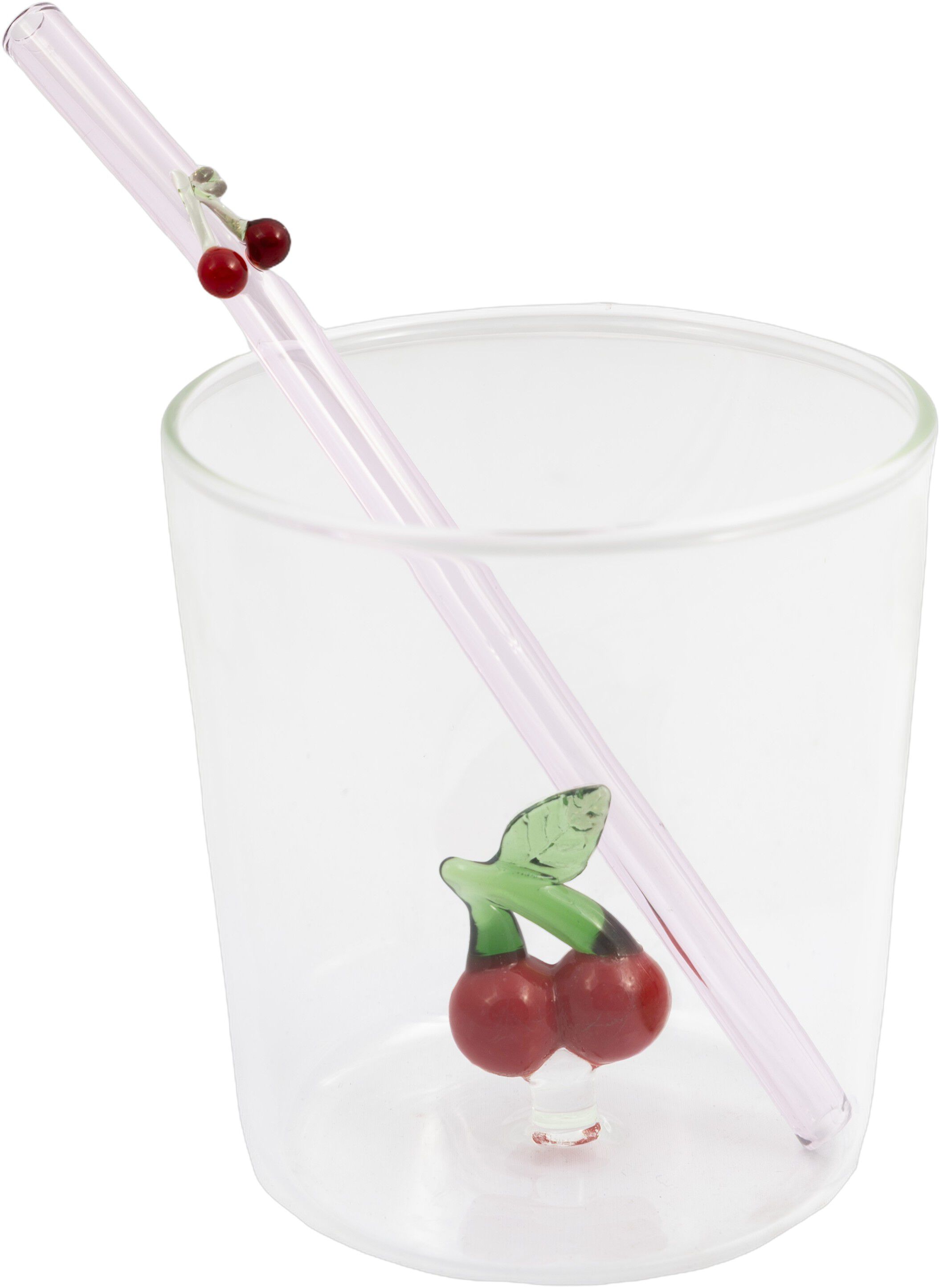 Glas m suger&oslash;r med kirseb&aelig;r