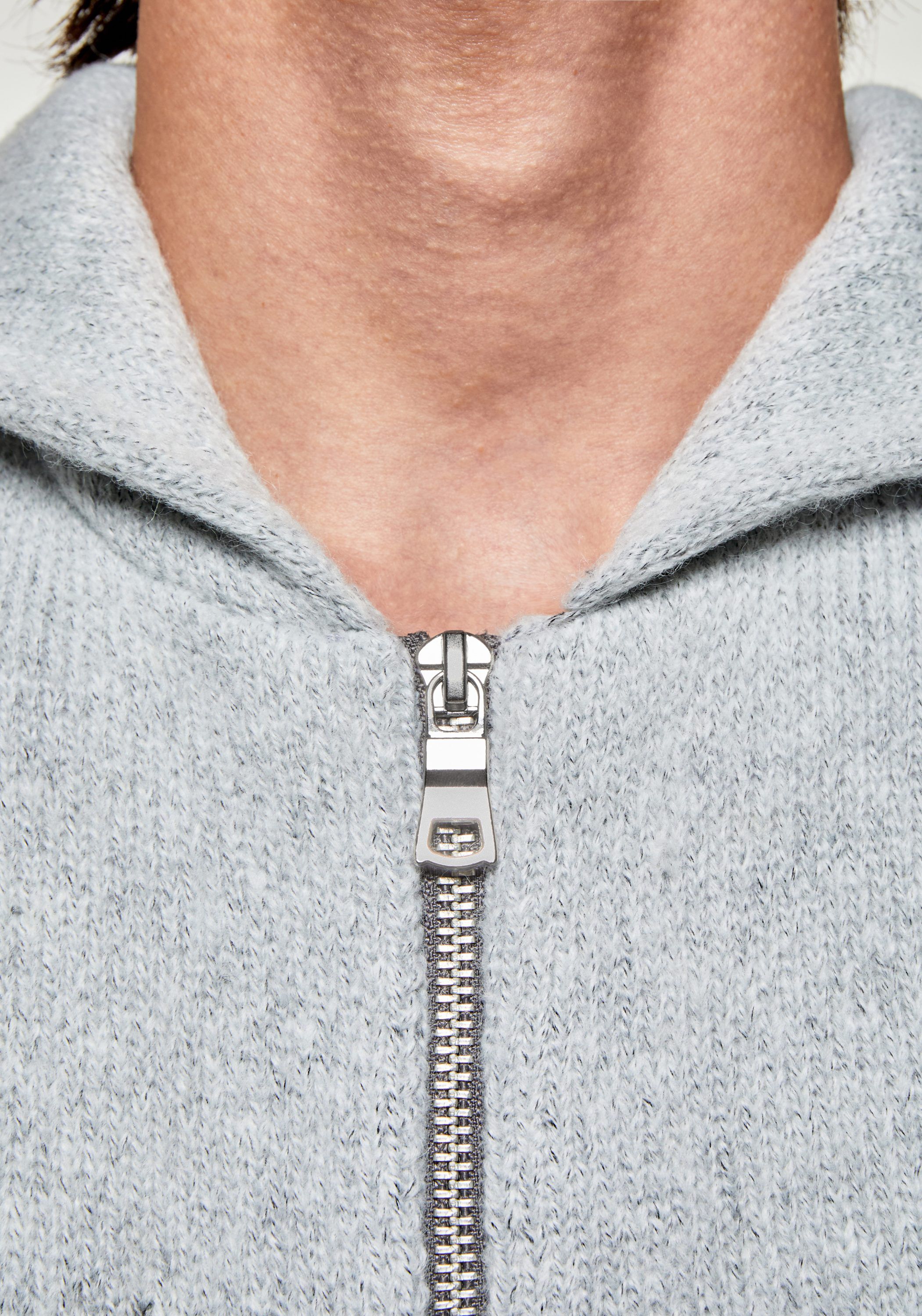 MOHAIR BLEND KNIT ZIP HOODY