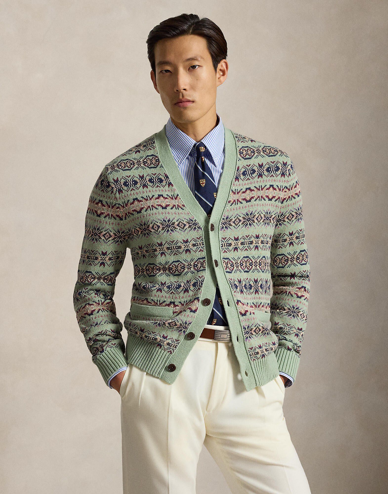 Fair Isle Linen-Cotton Cardigan