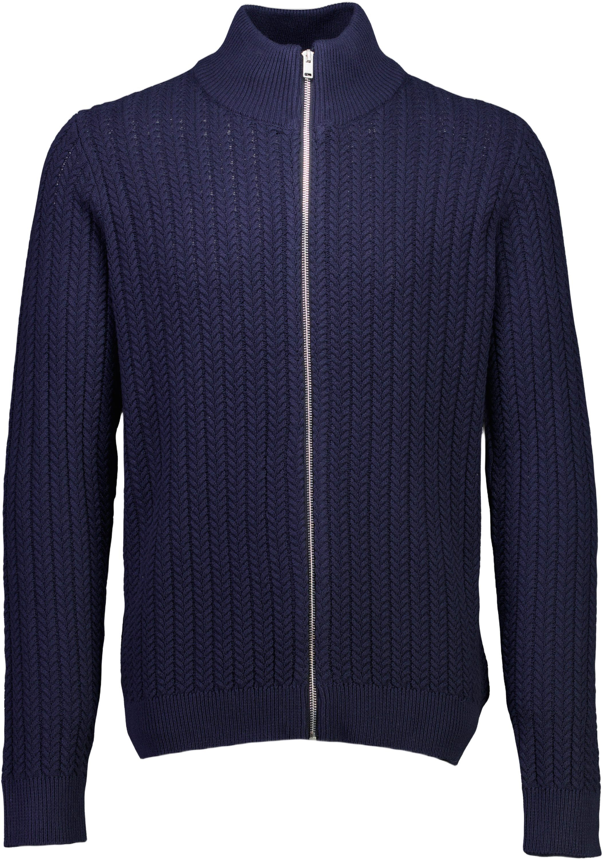 Recycle cabel knit zip cardiga