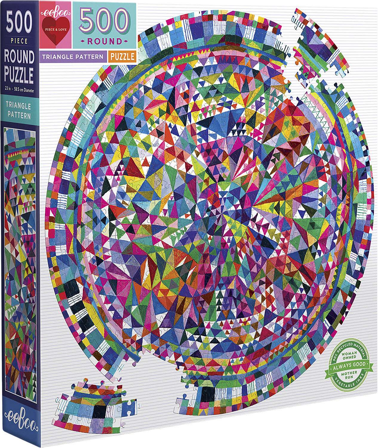 eeBoo - Rundt puslespil 500 brk - Triangle pattern