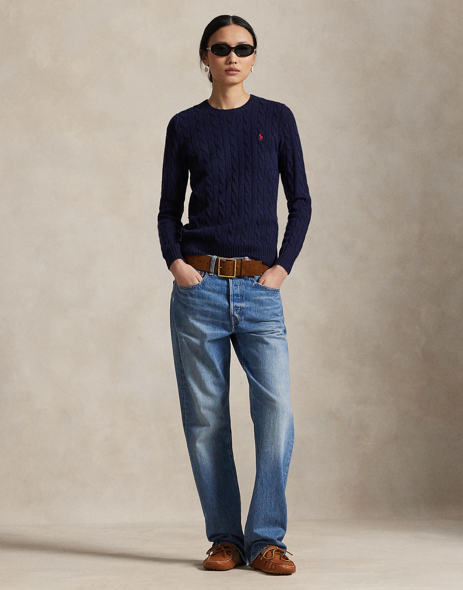 Cable Wool-Cashmere Crewneck Sweater