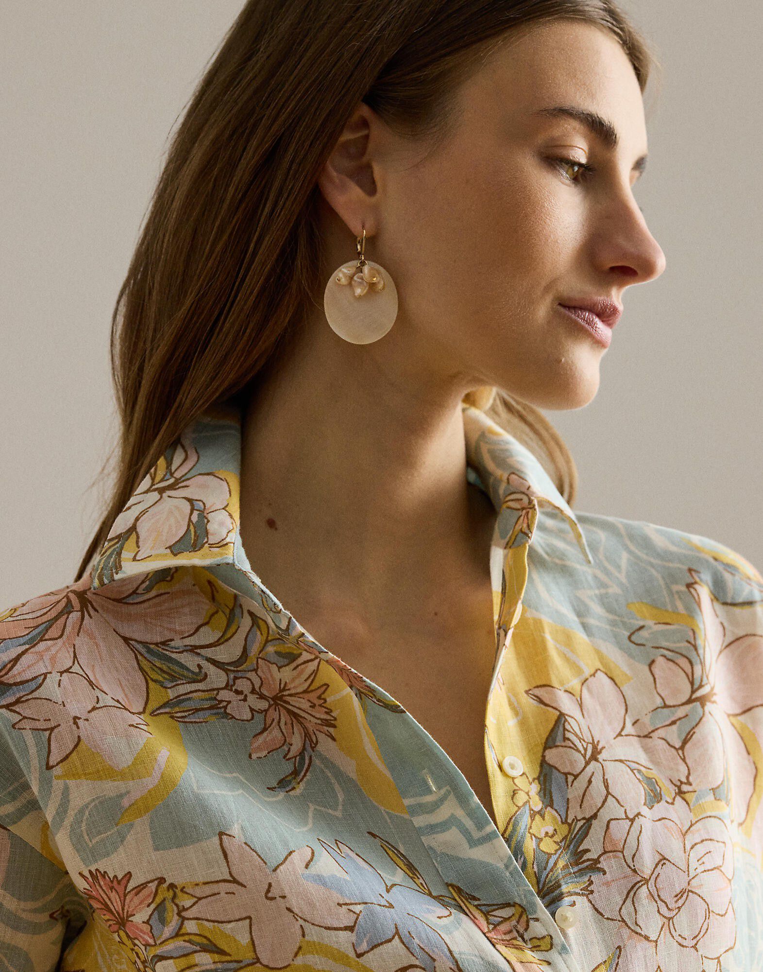 Relaxed Fit Floral Linen Shirt