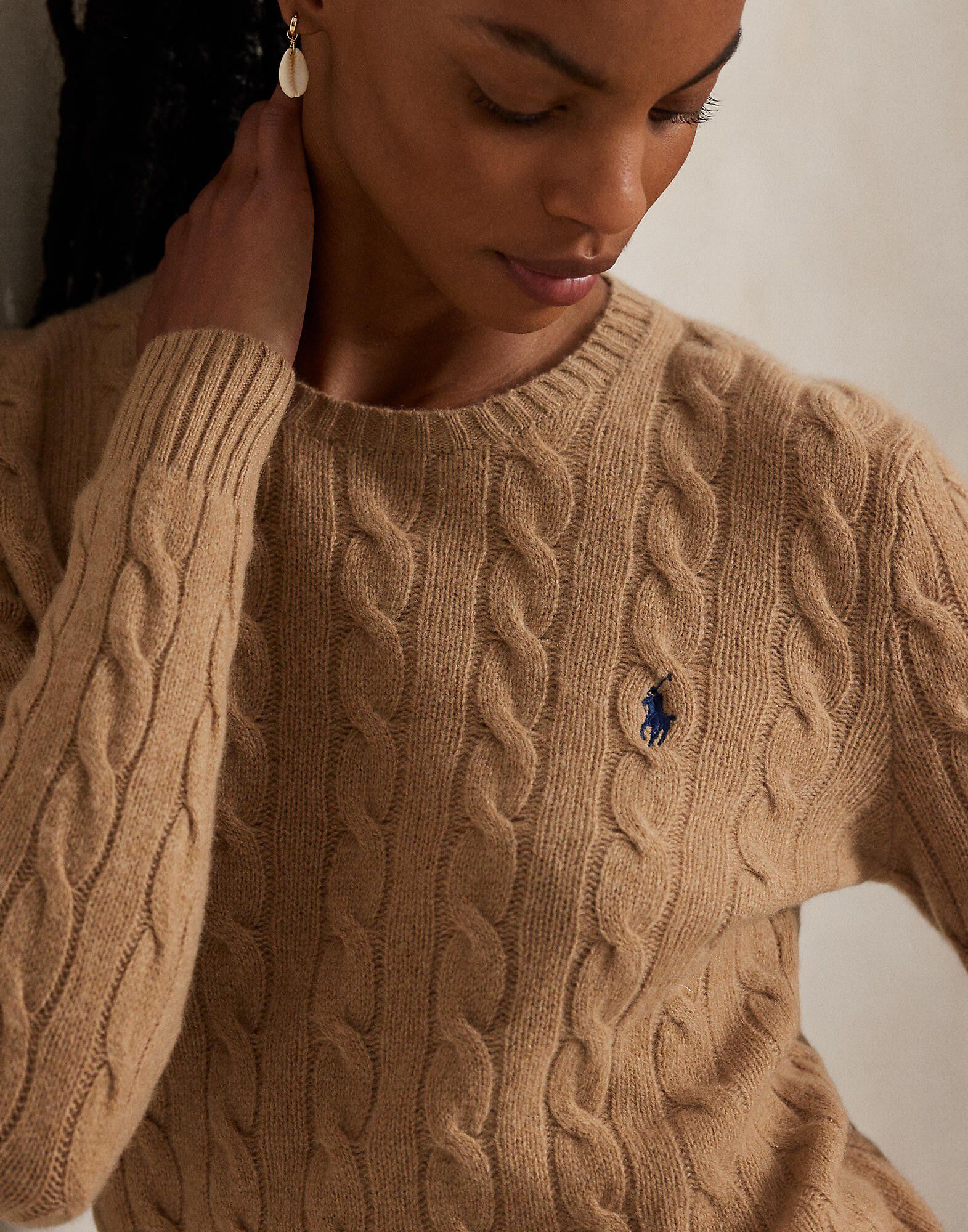 Cable Wool-Cashmere Crewneck Sweater