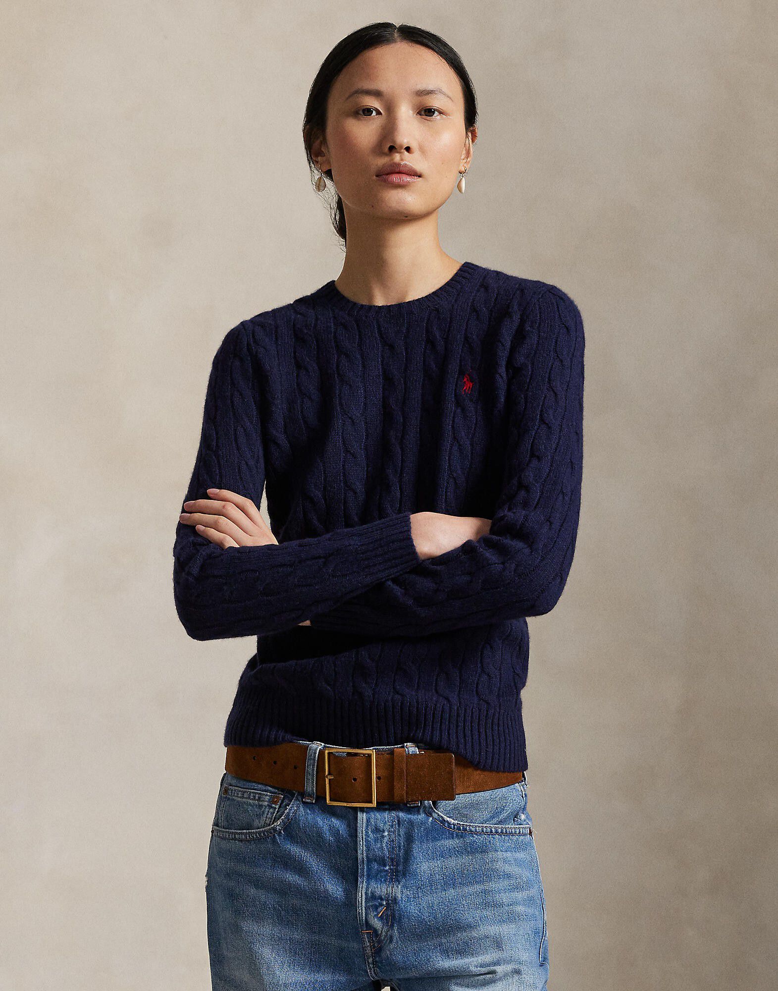 Cable Wool-Cashmere Crewneck Sweater