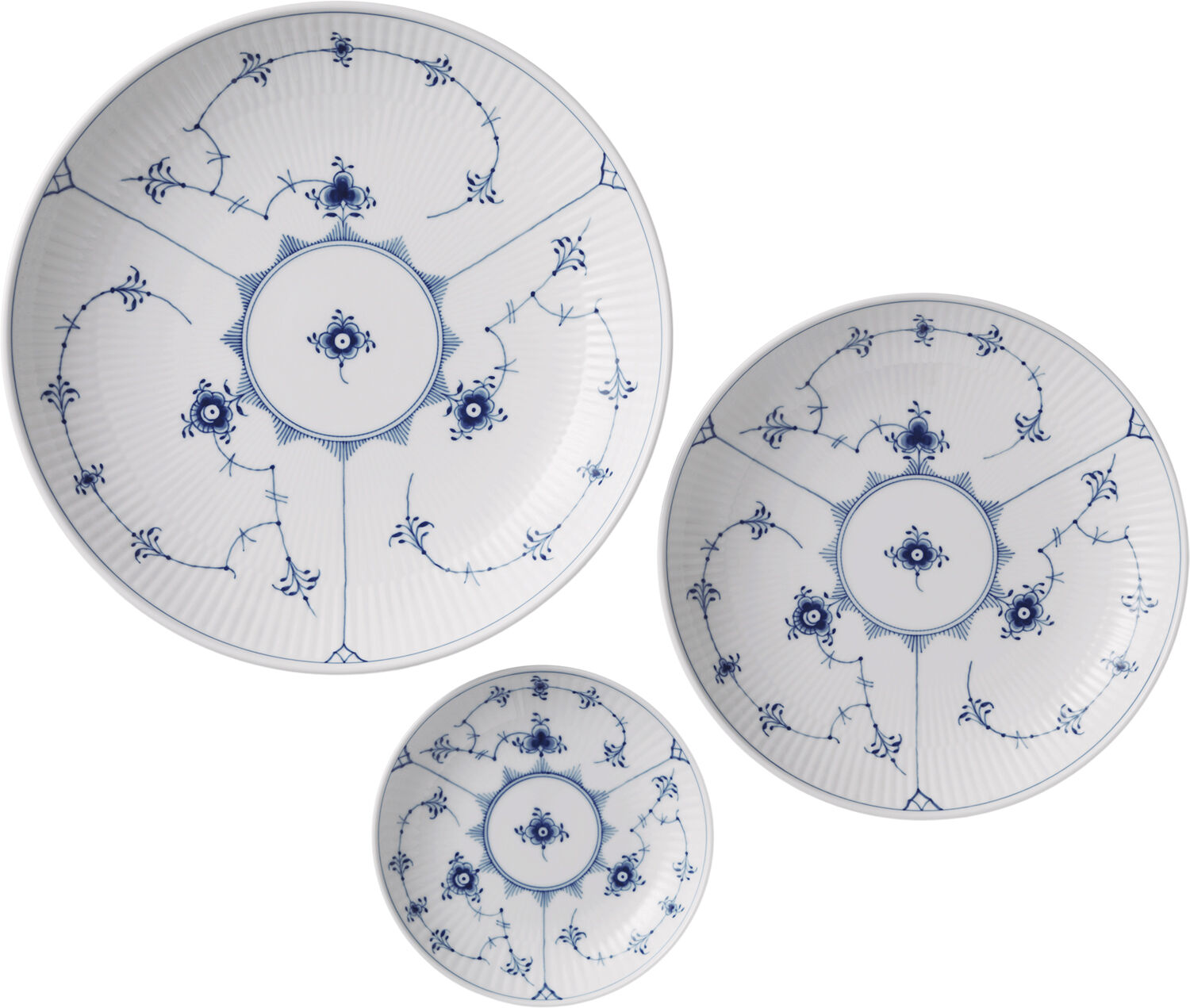 Musselmalet Riflet sk&aring;ls&aelig;t 3-pak