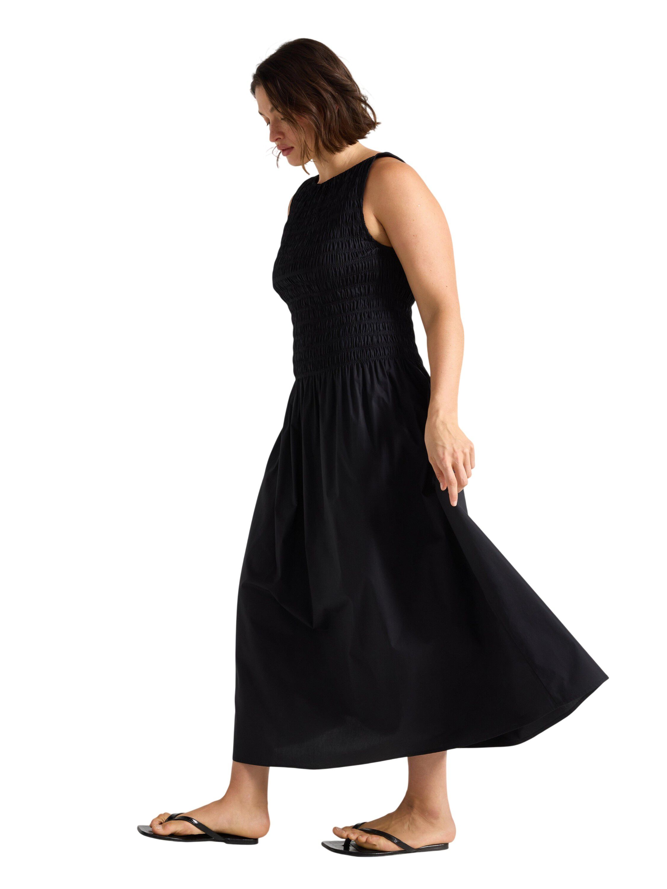 Sleeveless woven cotton dress with