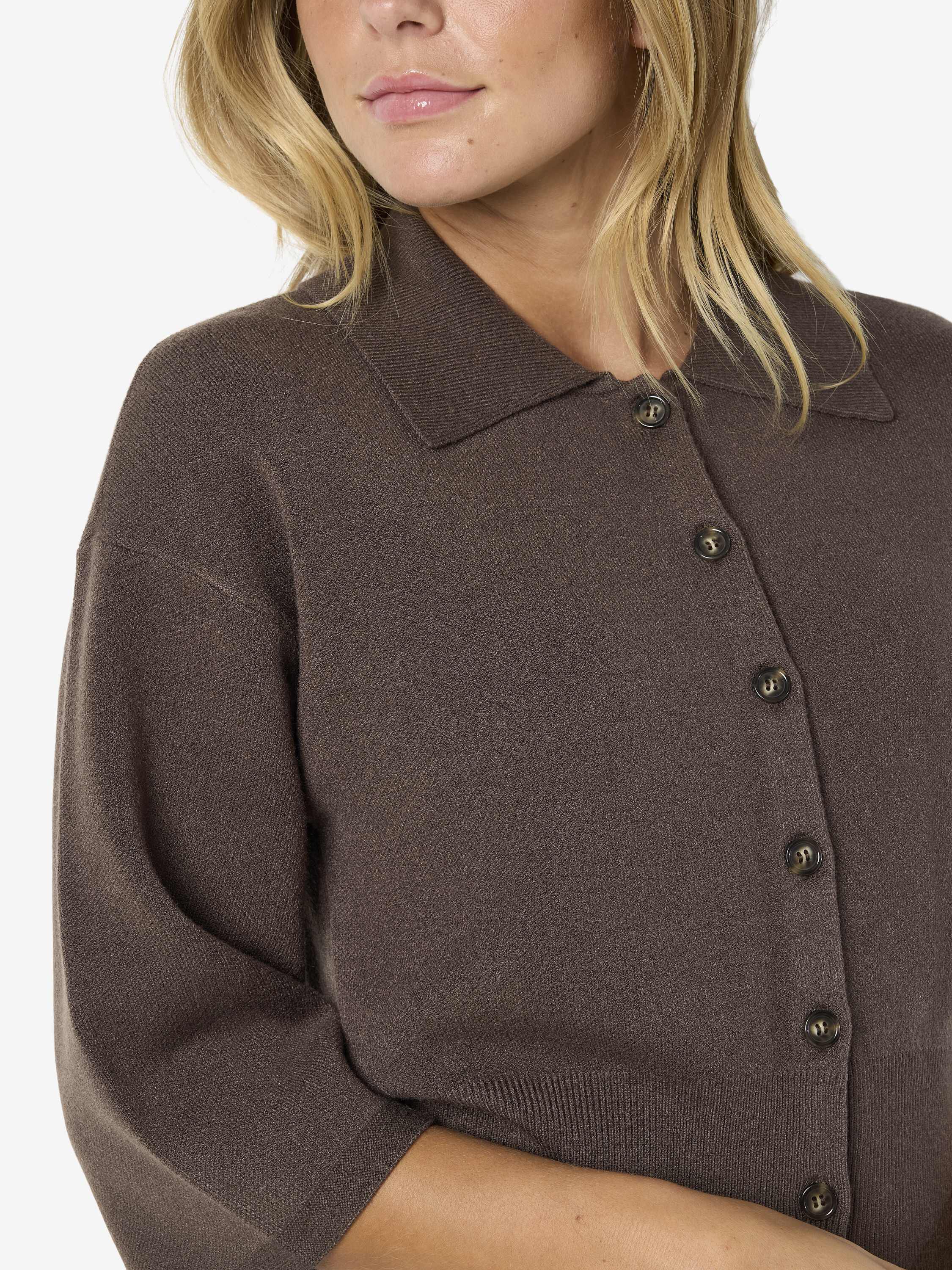 Nmshyla 3/4 Sleeve Knit Polo Cardigan