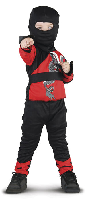 Mini ninjadrakt Overdel. bukser, belte og hette