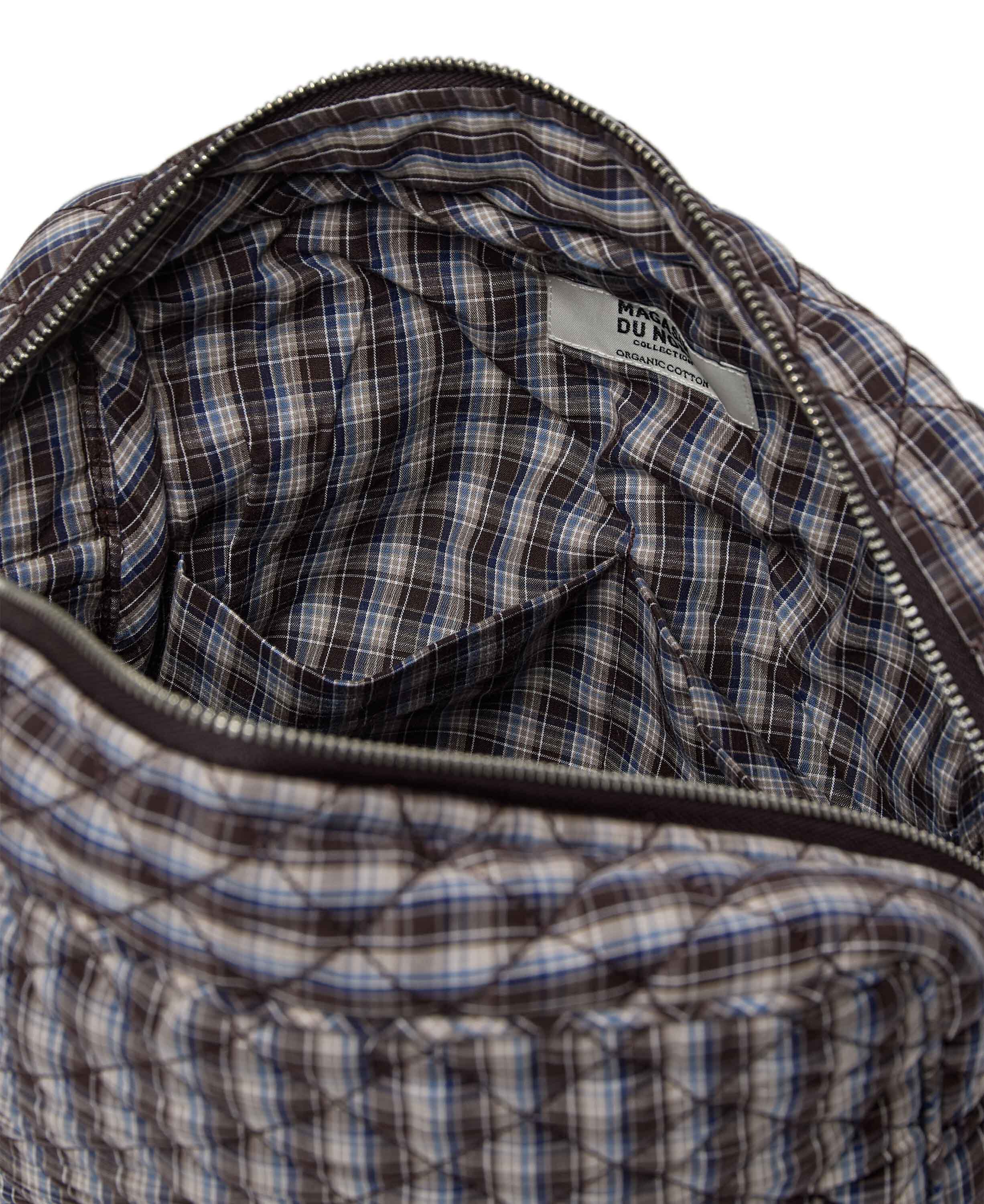 Make Up Bag, Quilted - Cotton Poplin YD Big-Brown Check