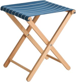 Outdoor Market Folding Stool - Blue with beige stripe -