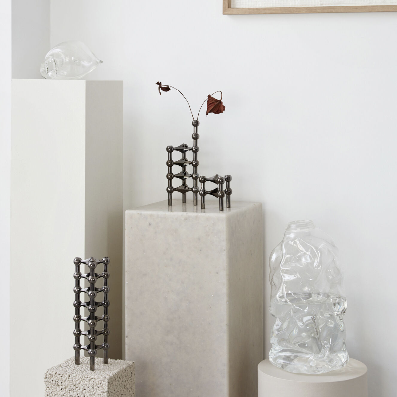 STOFF Nagel&reg; 3-pak lysestage sort krom