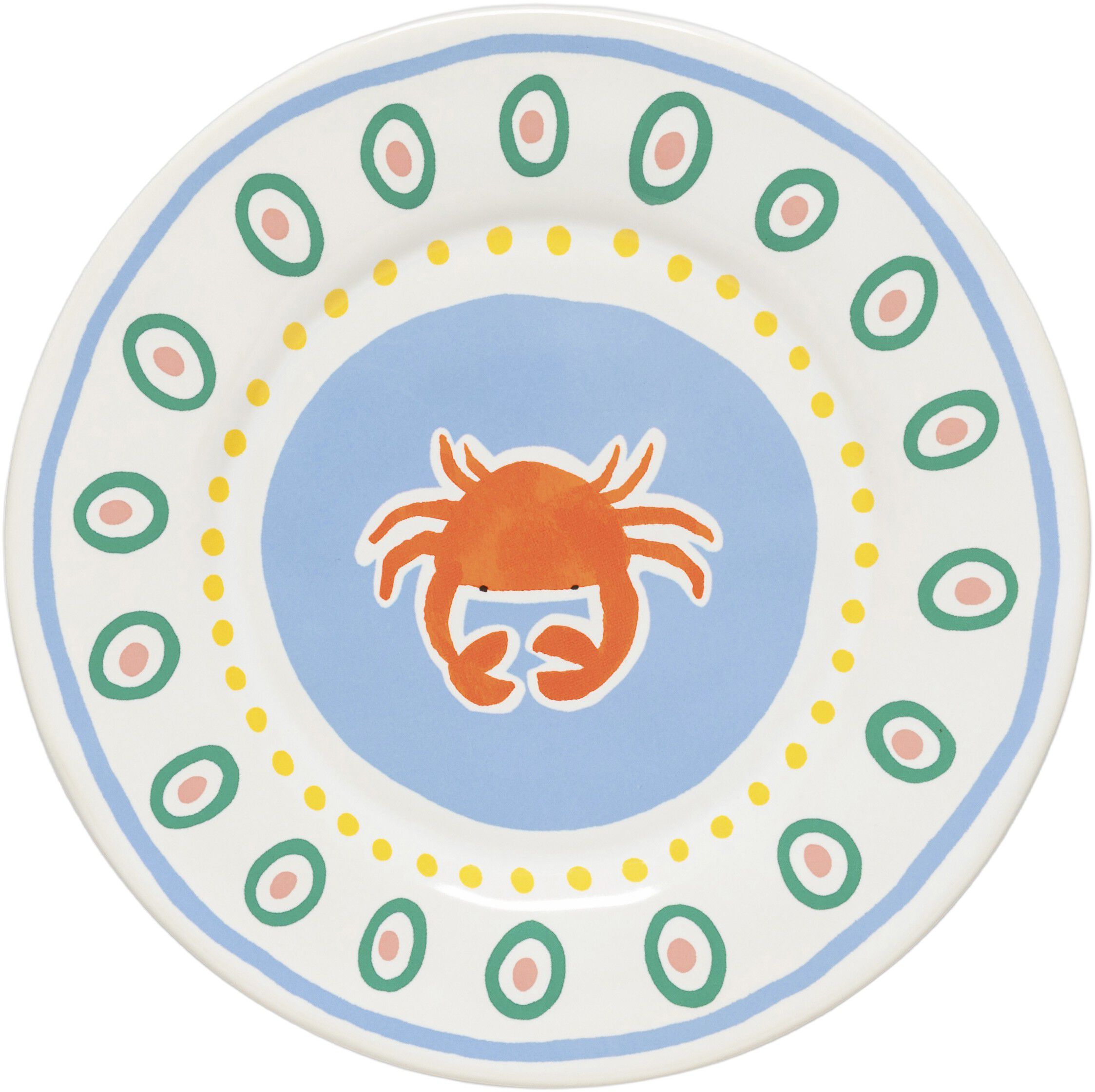 Tallerken flat Bliss 22 cm Bl&aring;/Koral/Rosa/Gr&oslash;nn Keramikk