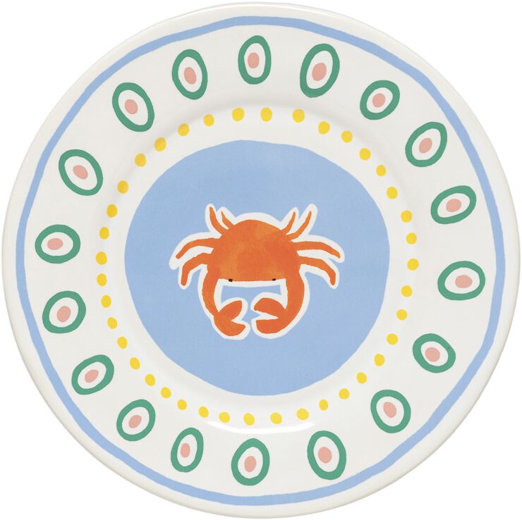 Tallerken flat Bliss 22 cm Blå/Koral/Rosa/Grønn Keramikk