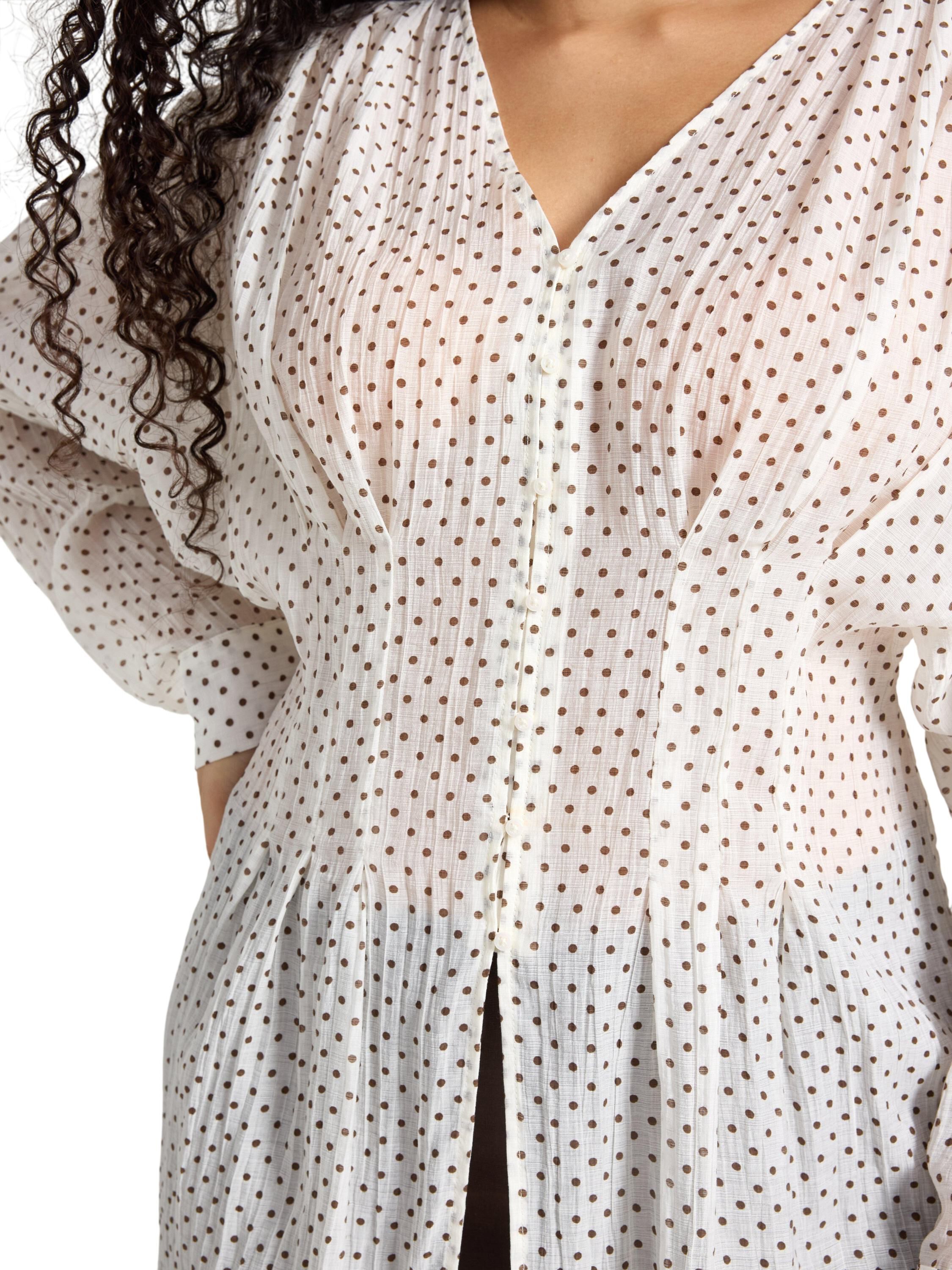 Flowy blouse with long sleeves, v-n