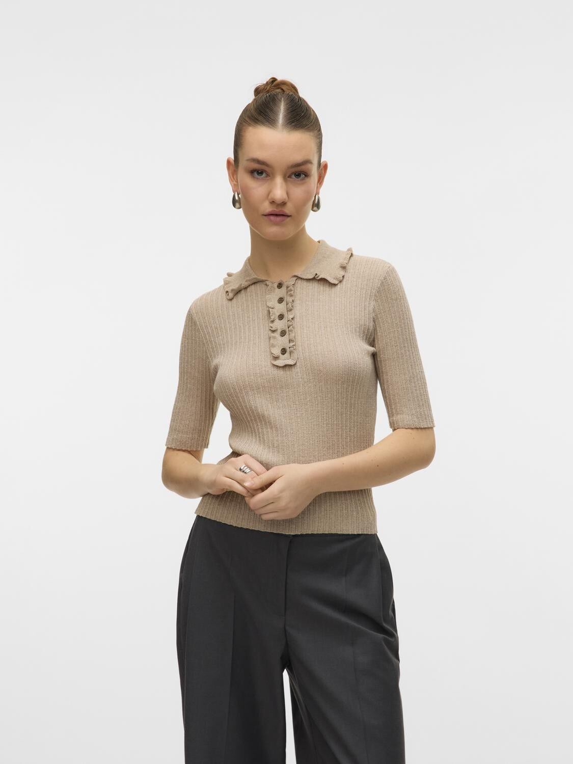 AWSHIRLI SS O-NECK POLO KNIT