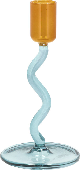 Lysestake Styles 8,5 x 15,3 cm Blå/Amber Glass