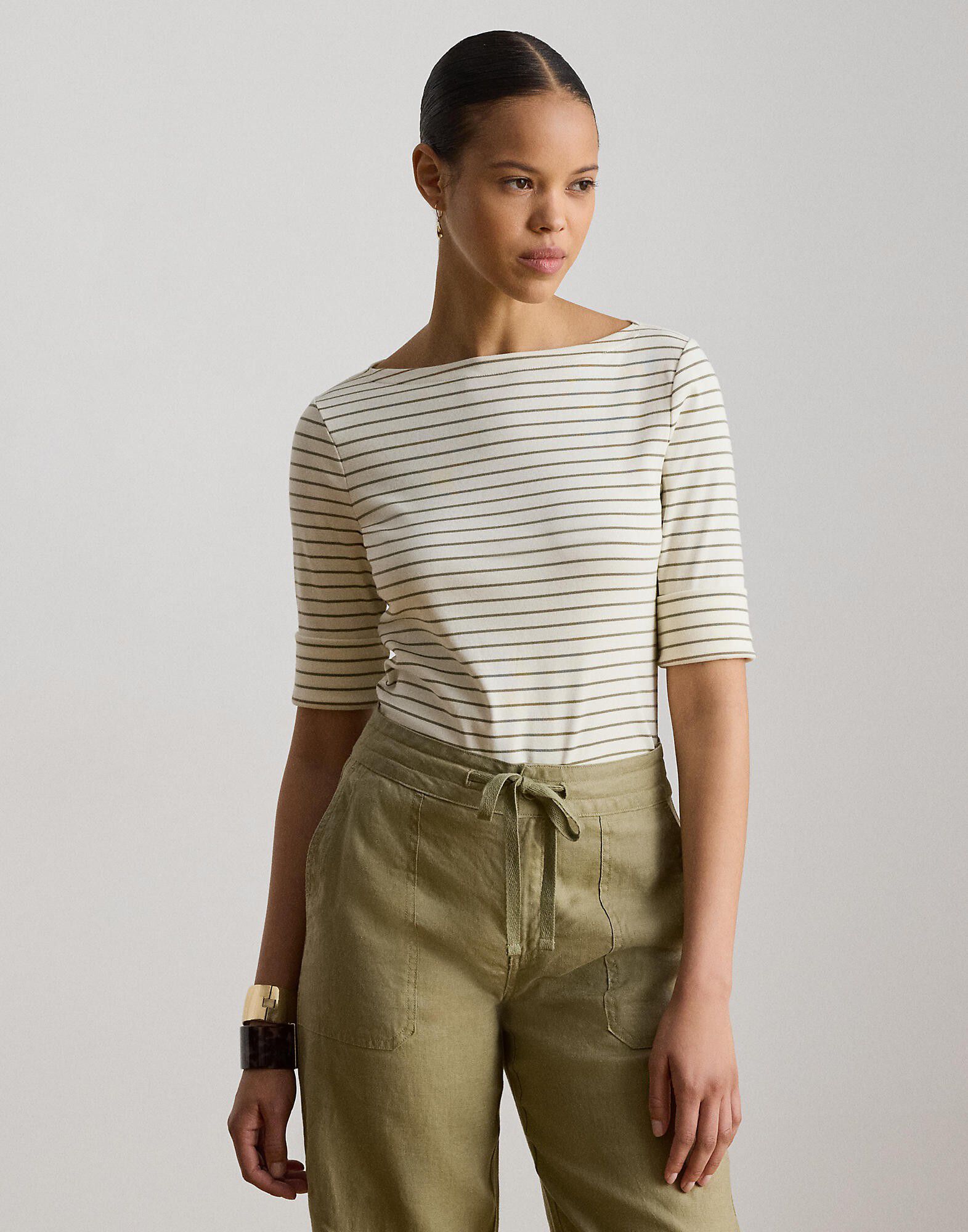 REFINED STR 1X1 RIB-KNT-T-SHIRT
