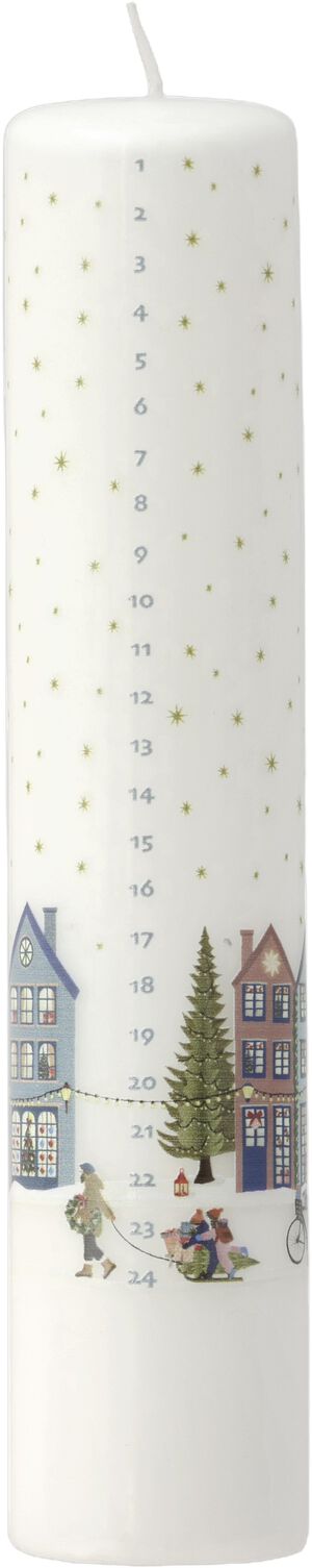 Kalenderlys Vinter 5 x 25 cm Hvit/Gullstjerne Parafin
